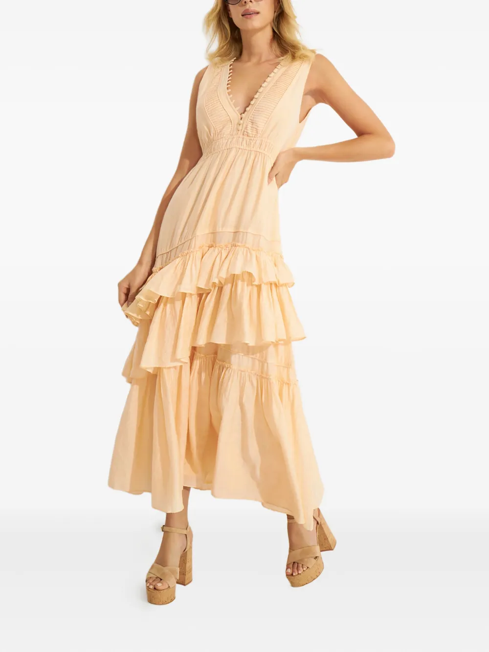 Макси-платье с оборками Jordie Loveshackfancy, бежевый
Макси-платье с оборками Jordie Loveshackfancy, бежевый