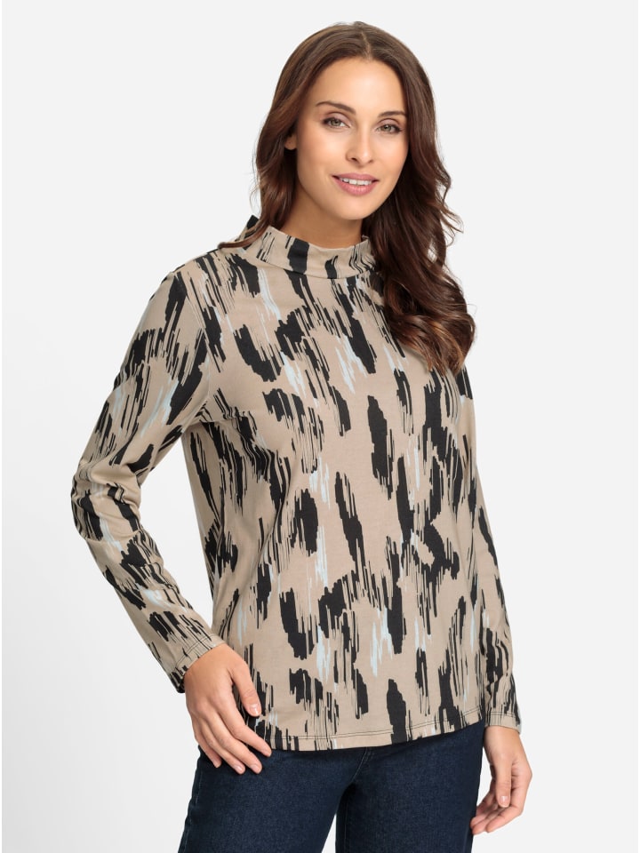 Рубашка с воротником-стойкой в бежево-черном узоре WITT WEIDEN
Рубашка с воротником-стойкой в бежево-черном узоре WITT WEIDEN