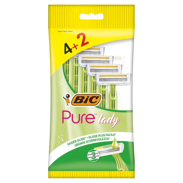 Бритва женская, 4+2 шт/1 упаковка Bic Pure 3 lady
Бритва женская, 4+2 шт/1 упаковка Bic Pure 3 lady