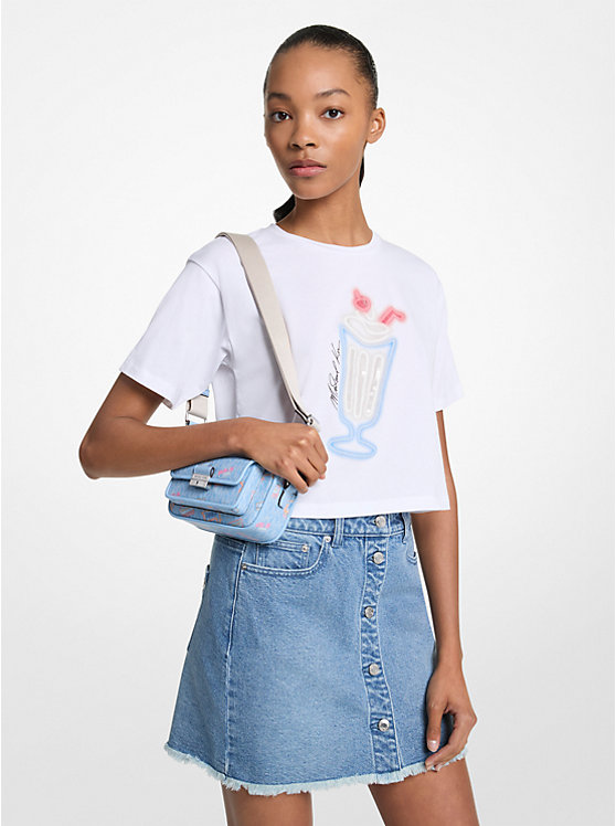 Футболка из хлопка с графическим принтом, расшитая пайетками Michael Kors, белый
Футболка из хлопка с графическим принтом, расшитая пайетками Michael Kors, белый