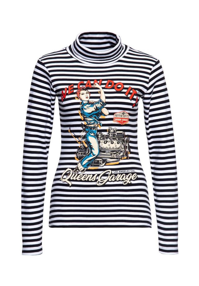 Рубашка с длинными рукавами и винтажным принтом 50-х годов спереди. Мы можем это сделать. Queen Kerosin, черный
Рубашка с длинными рукавами и винтажным принтом 50-х годов спереди. Мы можем это сделать. Queen Kerosin, черный