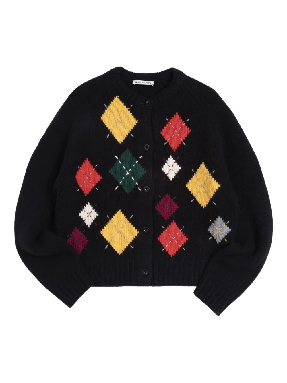 Кардиган с атомным аргайл-узором YMC, черный
Кардиган с атомным аргайл-узором YMC, черный