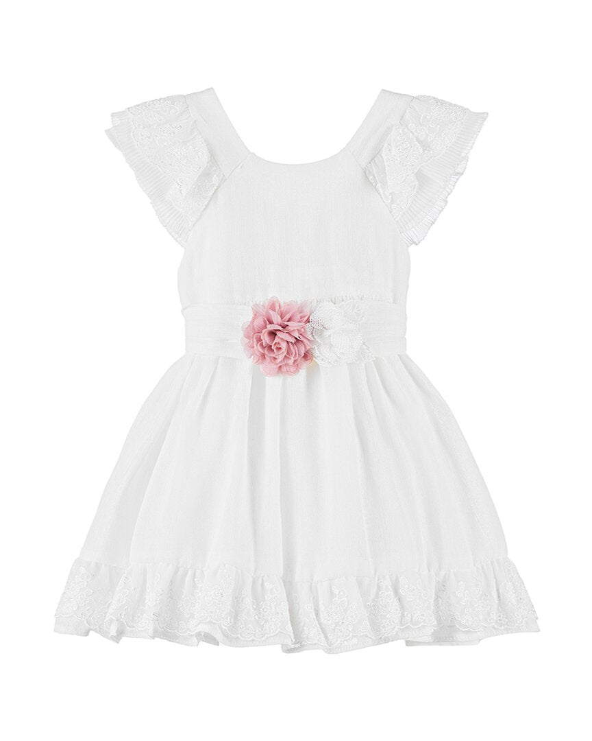 Mayoral Платье летнее с цветочной аппликацией, белый