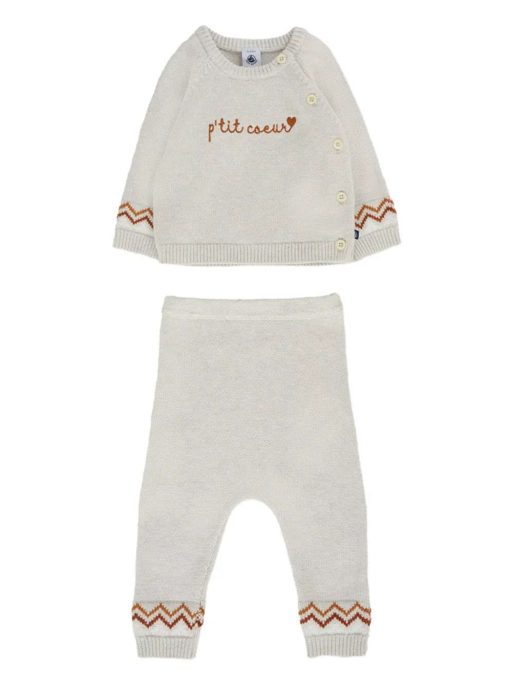 Комплект с зигзагообразным узором Petit Bateau, нейтральный
Комплект с зигзагообразным узором Petit Bateau, нейтральный