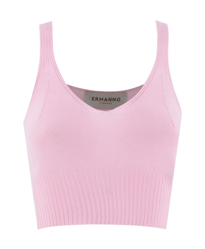 Ребристый топ с V-образным вырезом Ermanno Scervino, розовый
Ребристый топ с V-образным вырезом Ermanno Scervino, розовый