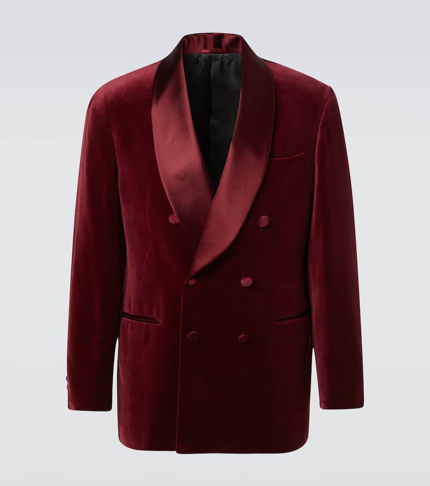 Хлопковый и шелковый бархатный пиджак смокинг Brunello Cucinelli, Burgundy
Хлопковый и шелковый бархатный пиджак смокинг Brunello Cucinelli, Burgundy