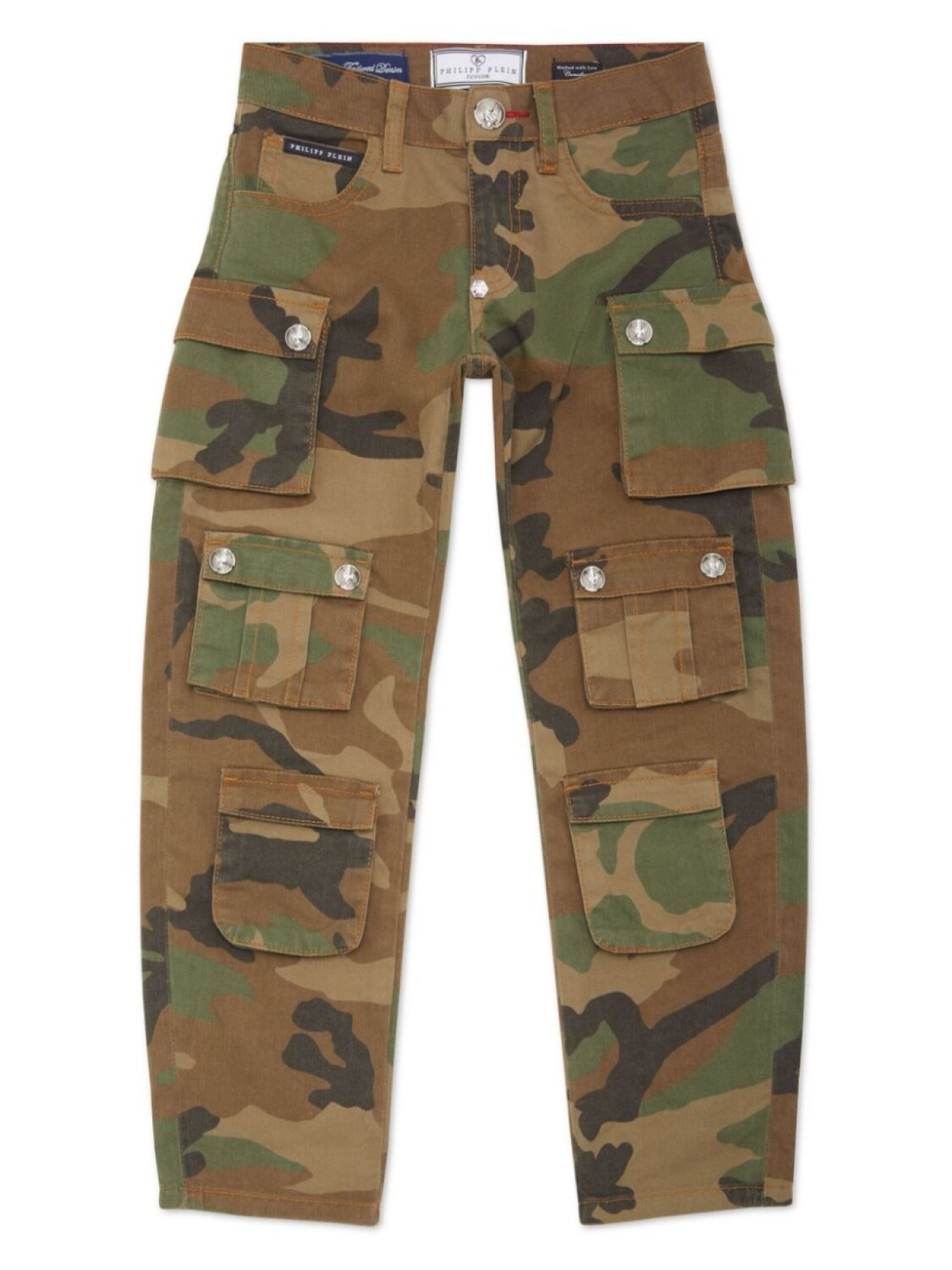 Брюки-карго из денима Philipp Plein Junior, коричневый 
Брюки-карго из денима Philipp Plein Junior, коричневый