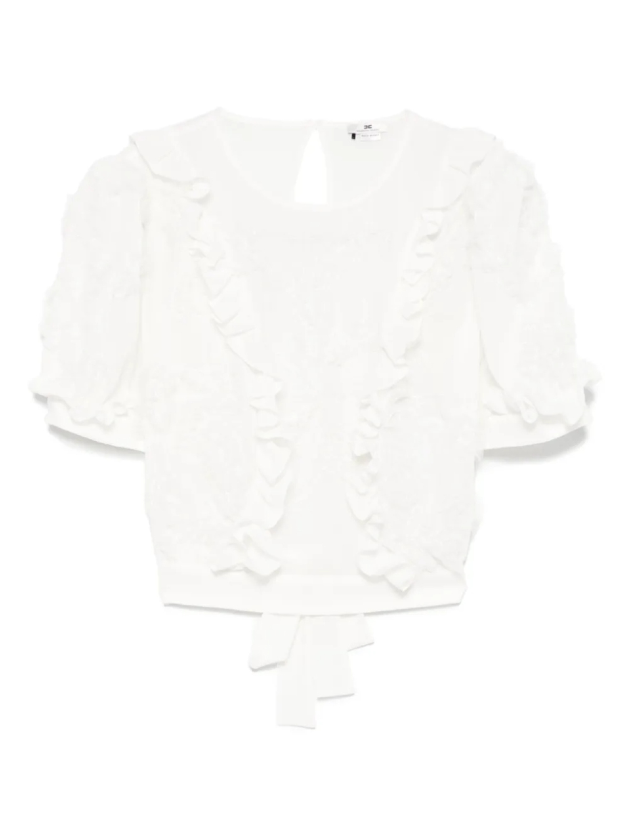 Блузка Elisabetta Franchi топ с оборками и вышивкой, белый 
Блузка Elisabetta Franchi топ с оборками и вышивкой, белый