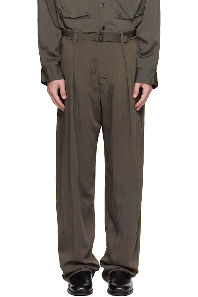 Брюки свободного кроя с поясом Lemaire, коричневый 
Брюки свободного кроя с поясом Lemaire, коричневый