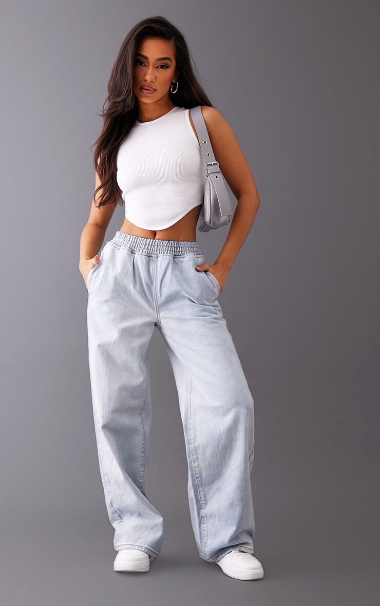 PrettyLittleThing Голубые эластичные широкие джинсы Petite
PrettyLittleThing Голубые эластичные широкие джинсы Petite