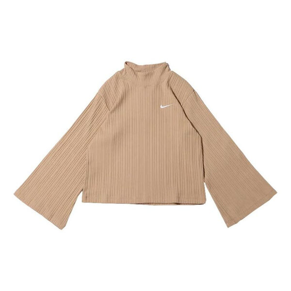 Футболка спортивная трикотажные ребристые с высоким воротником и длинными рукавами трикотажные с длинными рукавами Nike, желтый