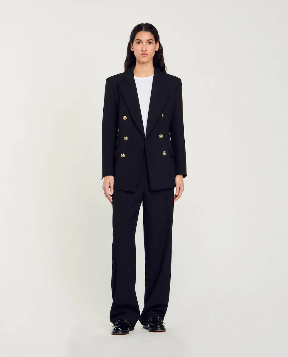 Женский пиджак с двубортной застежкой на пуговицы Sandro, черный
Женский пиджак с двубортной застежкой на пуговицы Sandro, черный