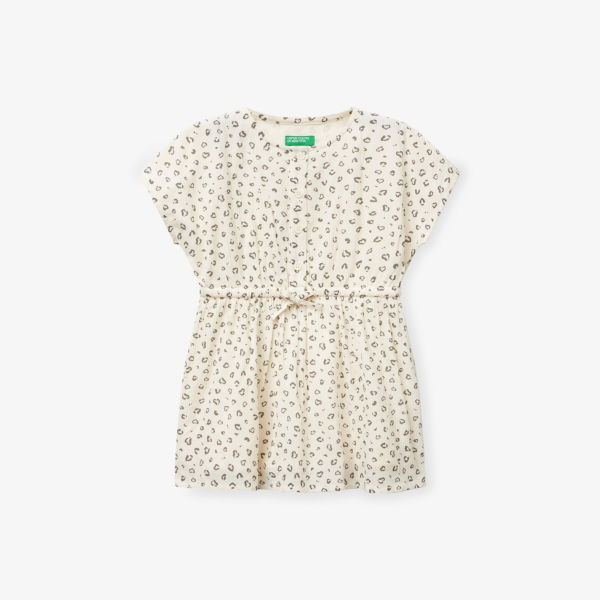 Платье Benetton с принтом в виде животных, бежевый 
Платье Benetton с принтом в виде животных, бежевый