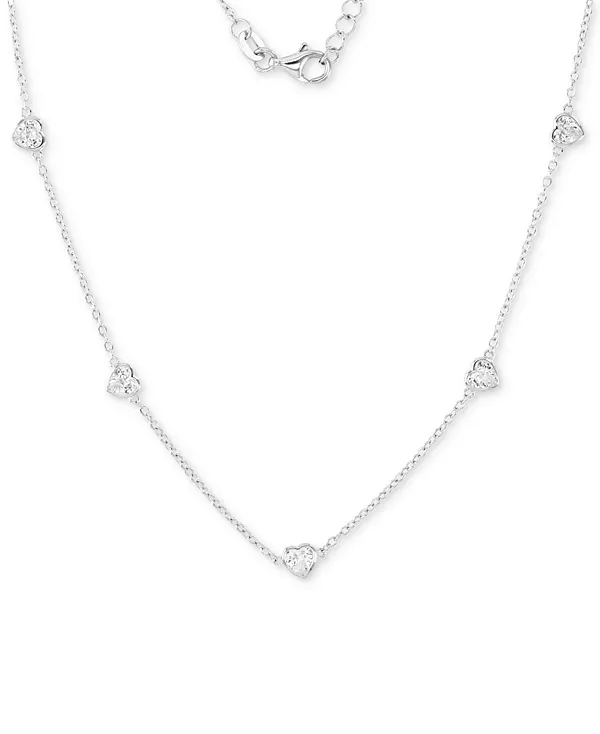 Ожерелье-Воротник с кубическим цирконием в форме сердца, 16 дюймов + удлинитель 2 дюйма Macy'S, silver