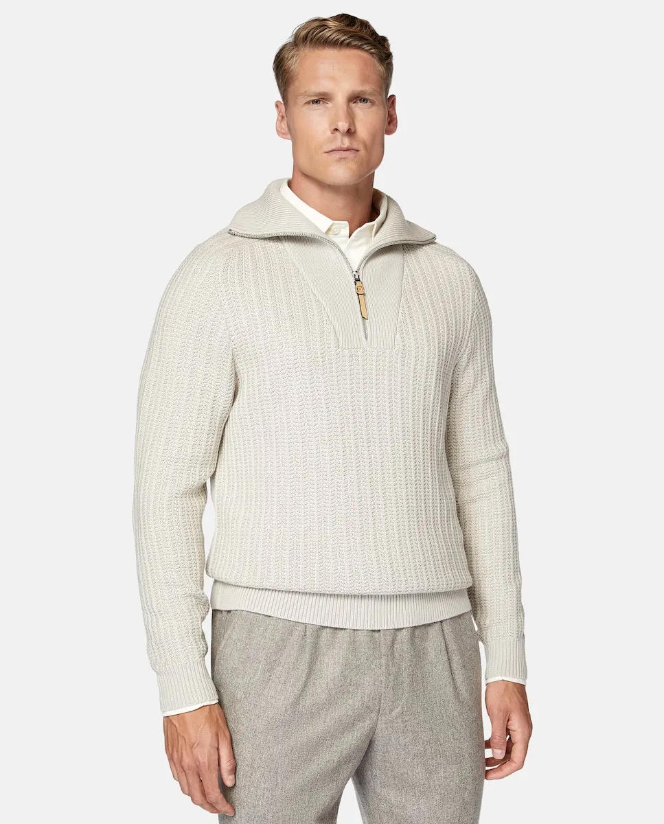 Мужской шерстяной свитер с длинными рукавами Boggi Milano, кремовый
Мужской шерстяной свитер с длинными рукавами Boggi Milano, кремовый