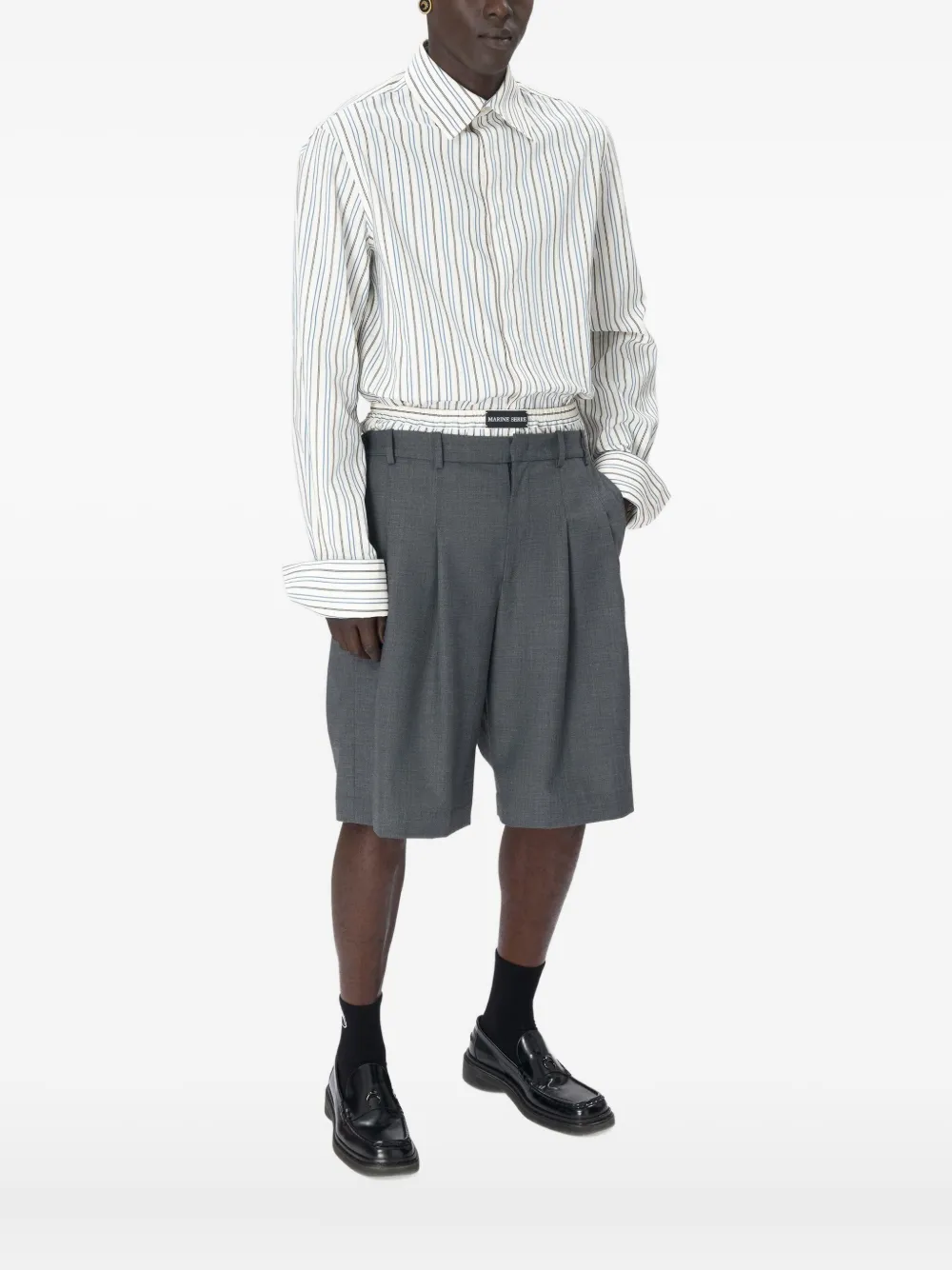 Поплиновая рубашка Regenerated в полоску Marine Serre, белый
Поплиновая рубашка Regenerated в полоску Marine Serre, белый