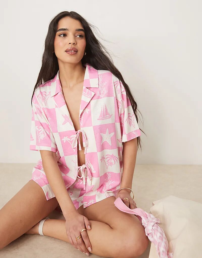 Рубашка-комбинезон ASOS DESIGN из льняного материала с розовым принтом ракушек
Рубашка-комбинезон ASOS DESIGN из льняного материала с розовым принтом ракушек