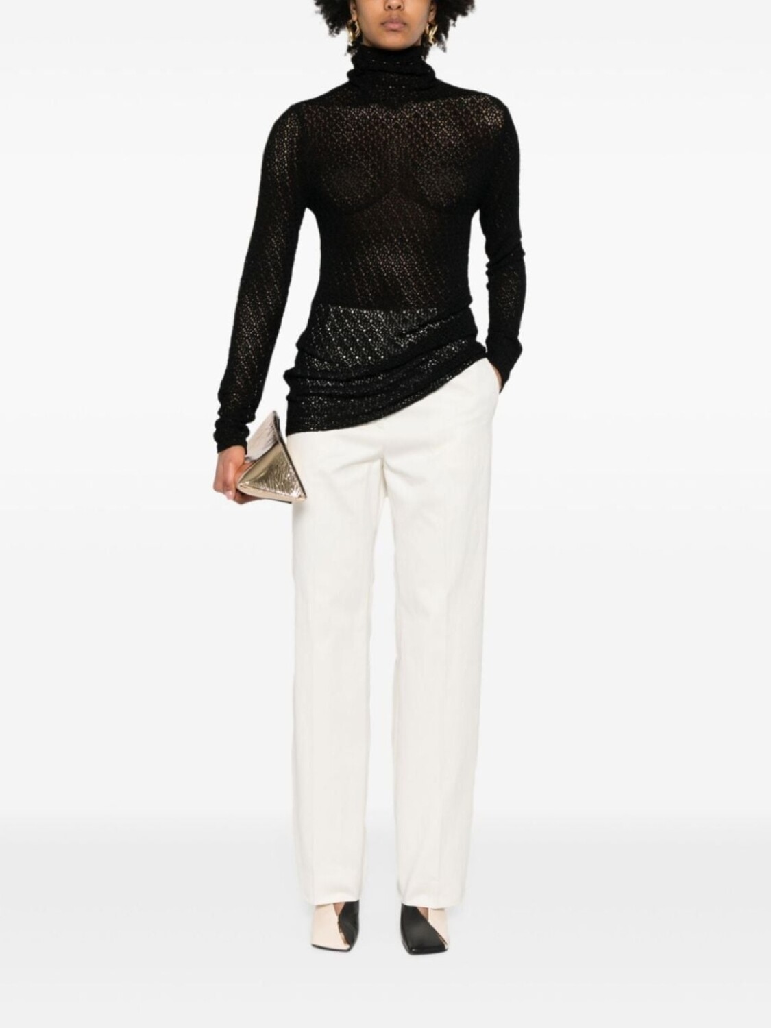 TOTEME джемпер с высоким воротом, связанный крючком, черный
TOTEME джемпер с высоким воротом, связанный крючком, черный