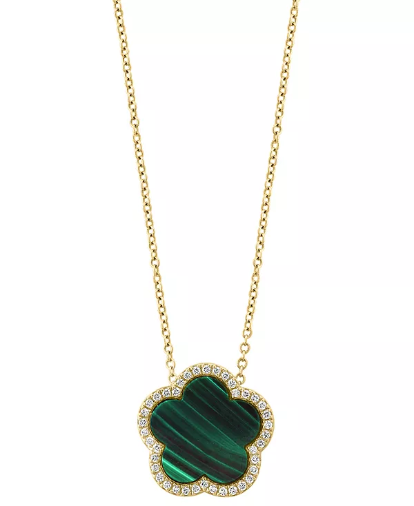 Ожерелье с подвеской Effy Flower Halo из малахита и бриллиантов (1/6 карата) длиной 18 дюймов из 14-каратного золота (также из оникса) Effy Collection, malachite
Ожерелье с подвеской Effy Flower Halo из малахита и бриллиантов (1/6 карата) длиной 18 дюймов из 14-каратного золота (также из оникса) Effy Collection, malachite