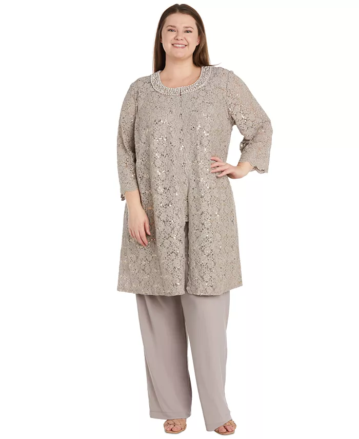 Комплект из 3 предметов: куртка, майка и брюки, больших размеров, с отделкой R & M Richards, коричневый/бежевый
Комплект из 3 предметов: куртка, майка и брюки, больших размеров, с отделкой R & M Richards, коричневый/бежевый