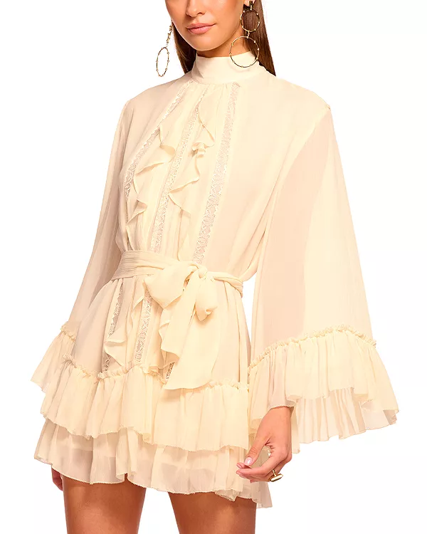 Мини-Платье Клаудии с оборками и завязками на талии Ramy Brook, белый
Мини-Платье Клаудии с оборками и завязками на талии Ramy Brook, белый