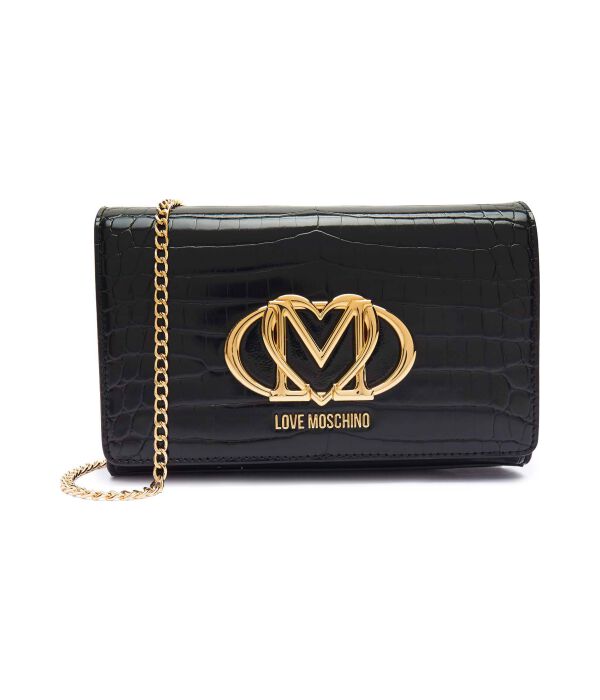 Сумка женская Love Moschino через плечо с тиснением, черный 
Сумка женская Love Moschino через плечо с тиснением, черный