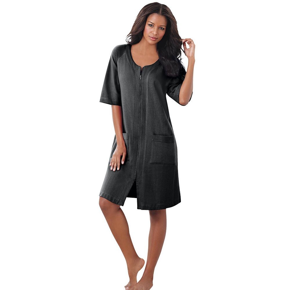 Короткий женский халат из френч терри на молнии спереди Dreams & Co. больших размеров, черный
Короткий женский халат из френч терри на молнии спереди Dreams & Co. больших размеров, черный