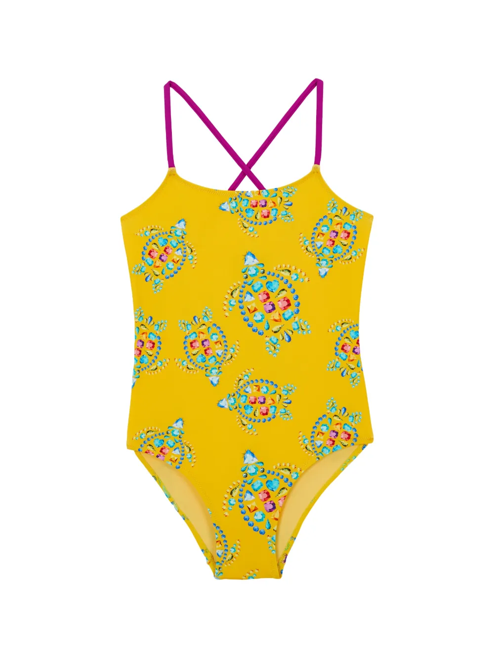 Купальник с перекрестными бретелями и принтом Vilebrequin Kids, желтый 
Купальник с перекрестными бретелями и принтом Vilebrequin Kids, желтый