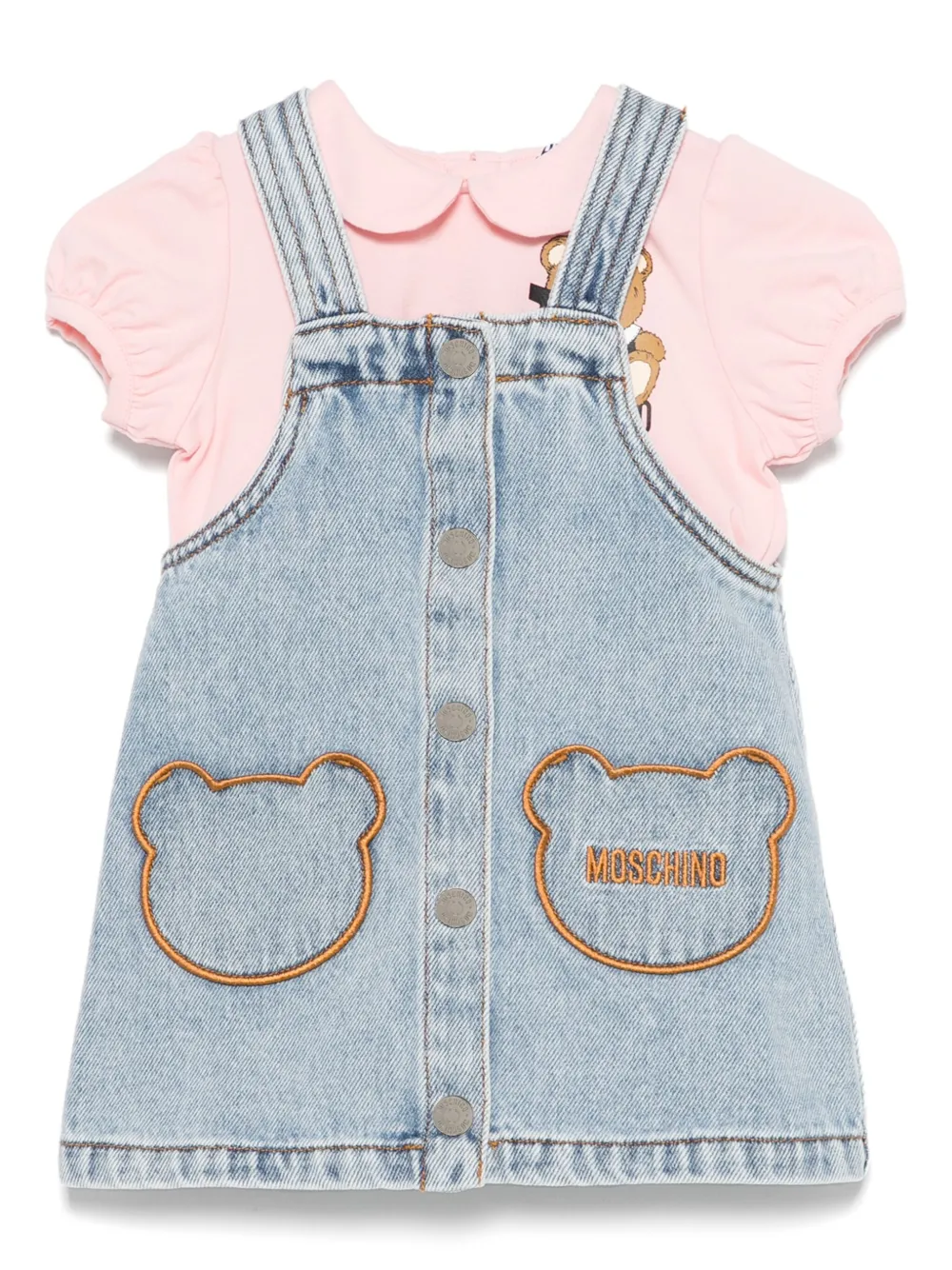Комплект из рубашки и платья с узором Teddy Bear Moschino Kids, синий
Комплект из рубашки и платья с узором Teddy Bear Moschino Kids, синий