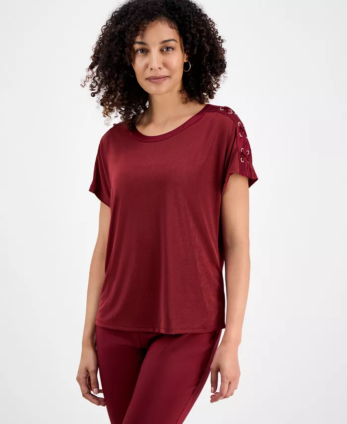 Миниатюрный топ со шнуровкой на плечах и короткими рукавами JM Collection, красный
Миниатюрный топ со шнуровкой на плечах и короткими рукавами JM Collection, красный