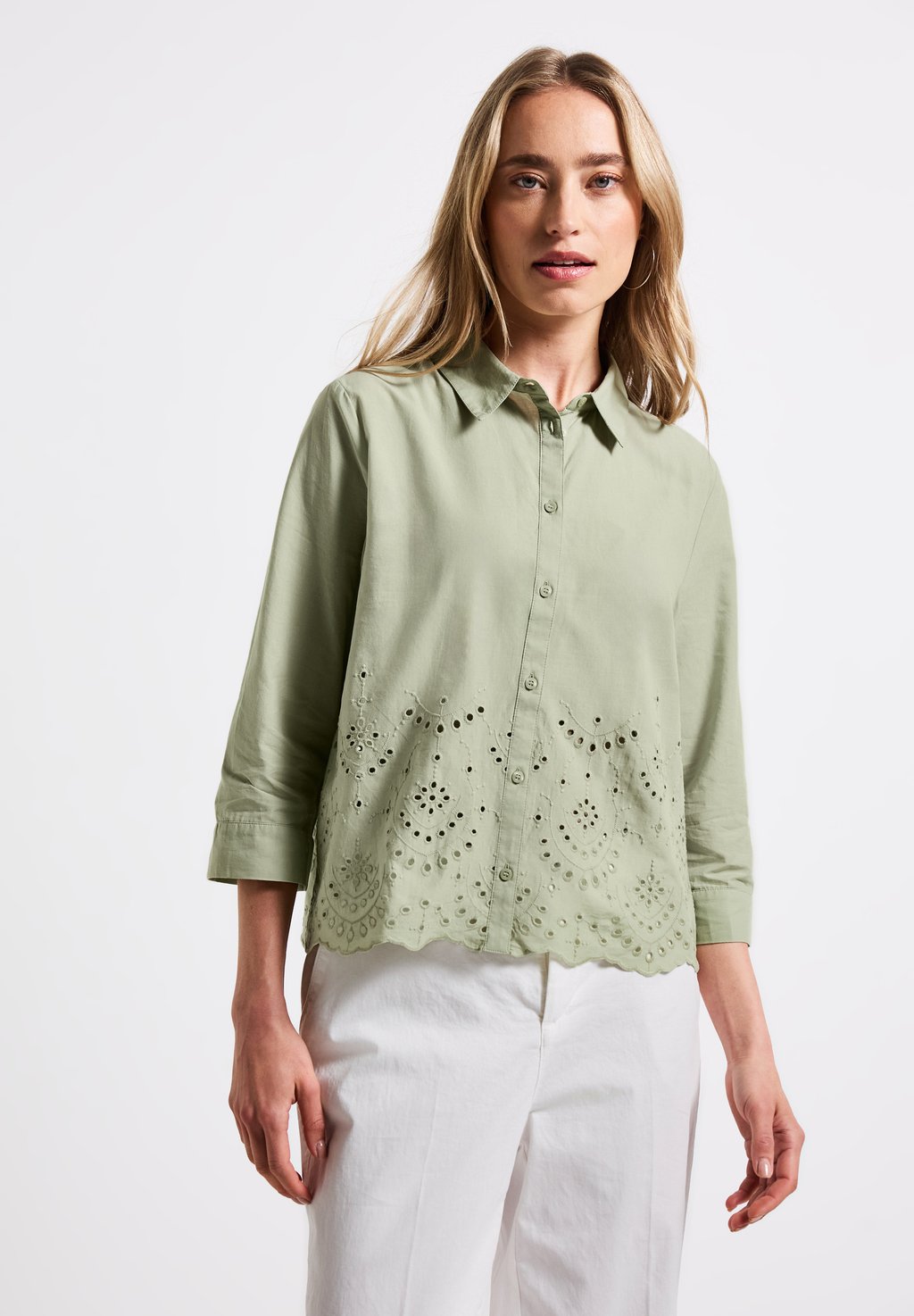 Блузка на пуговицах Street One, зеленый 
Блузка на пуговицах Street One, зеленый