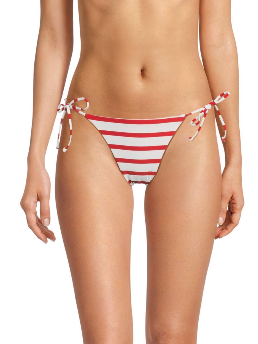 Полосатые плавки бикини с завязками по бокам WeWoreWhat, цвет Off White Red 
Полосатые плавки бикини с завязками по бокам WeWoreWhat, цвет Off White Red