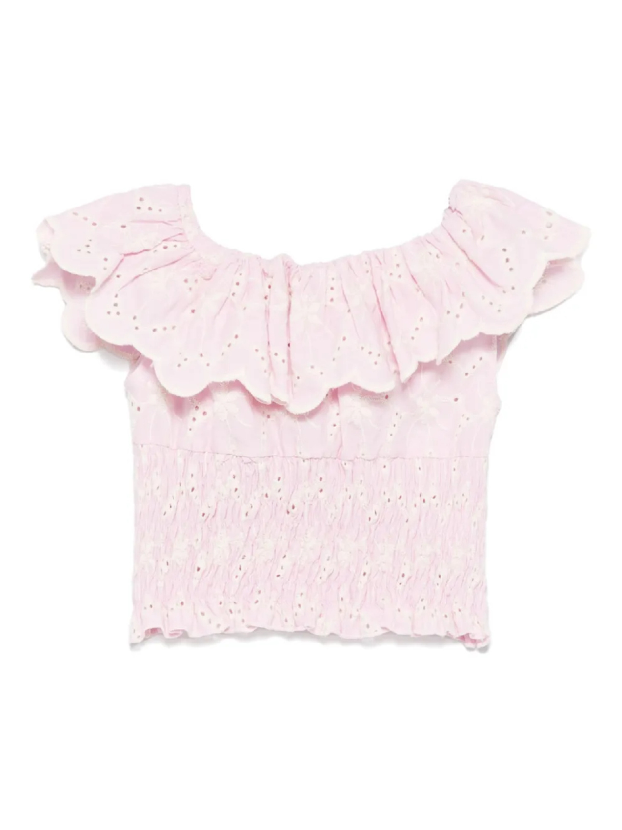 Вышитый топ с оборками от Miss Grant Kids, розовый 
Вышитый топ с оборками от Miss Grant Kids, розовый