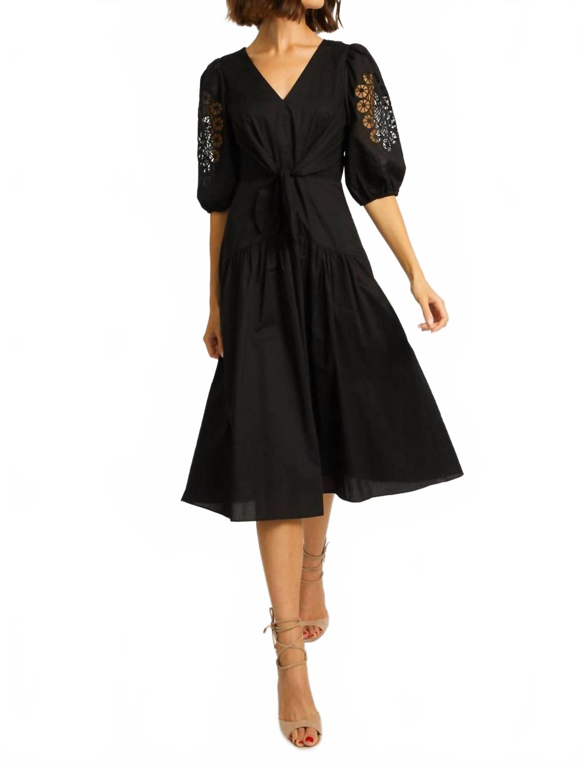 Платье миди Aletta из черного хлопкового поплина CABALLERO 
Платье миди Aletta из черного хлопкового поплина CABALLERO