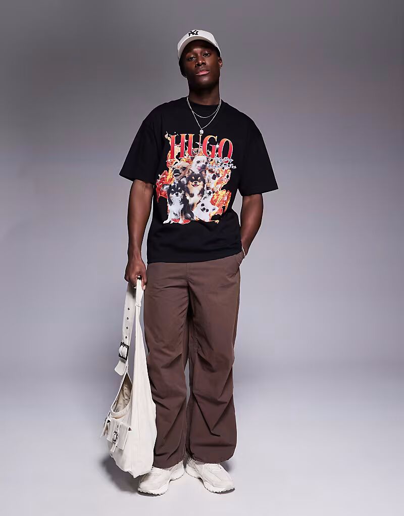 Футболка свободного кроя HUGO RED с принтом собаки и логотипом Dugie черного цвета
Футболка свободного кроя HUGO RED с принтом собаки и логотипом Dugie черного цвета