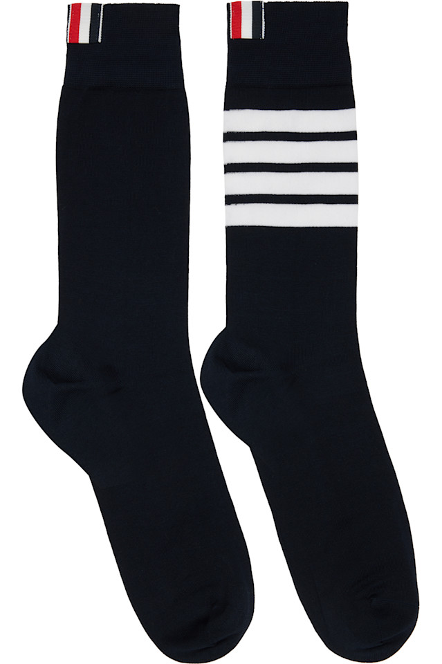 Хлопковые носки средней высоты с четырьмя полосами Thom Browne, темно-синий
Хлопковые носки средней высоты с четырьмя полосами Thom Browne, темно-синий