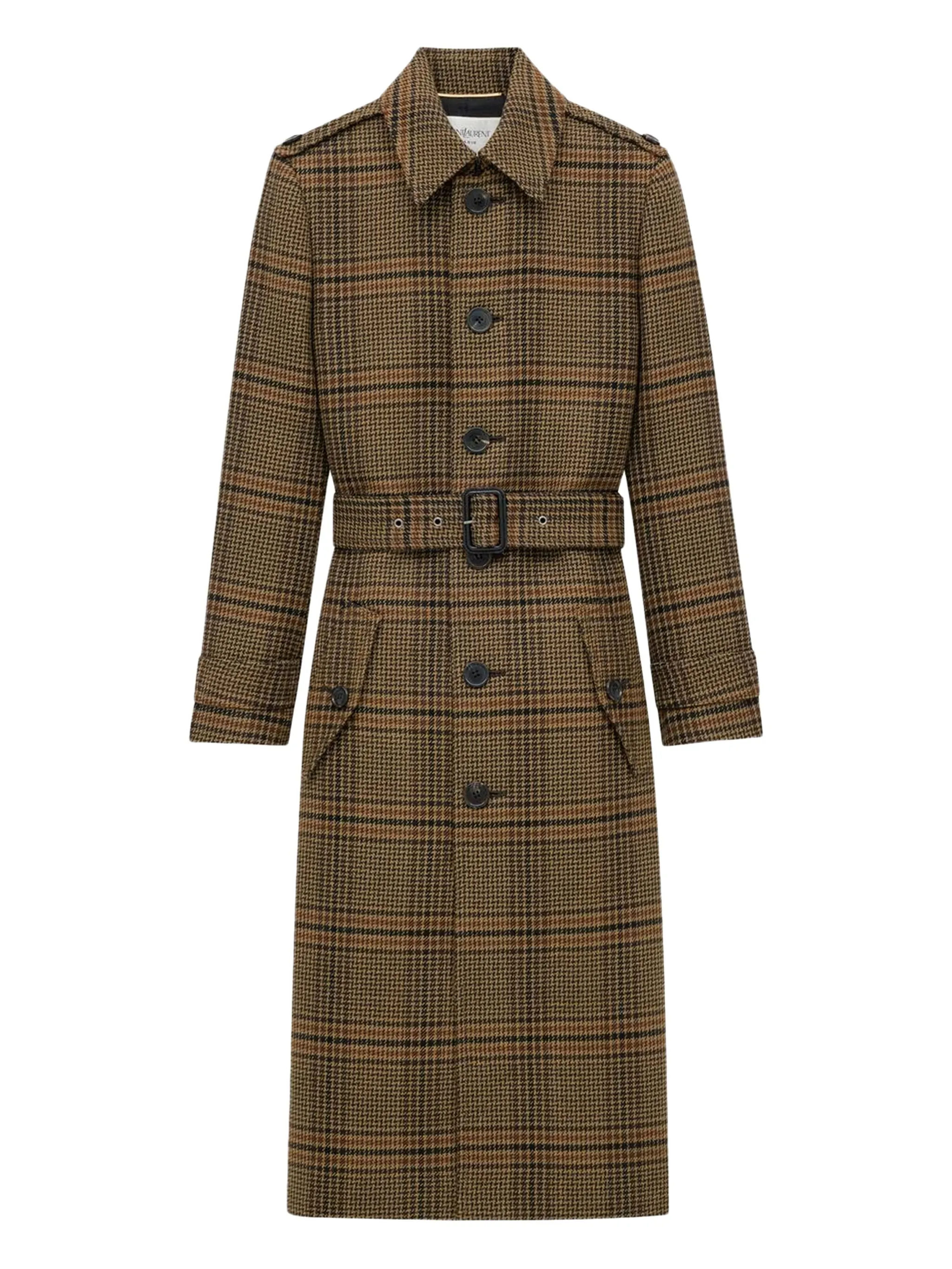 Пальто в клетку Prince of Wales с поясом Saint Laurent, коричневый
Пальто в клетку Prince of Wales с поясом Saint Laurent, коричневый