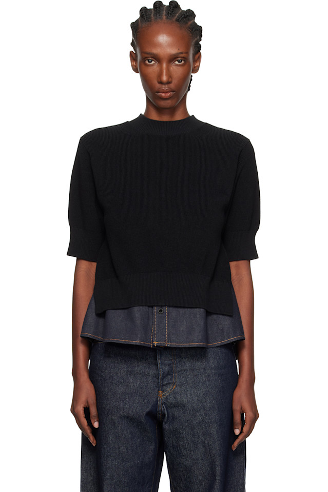 Sacai Черно-Синий джинсовый вязаный свитер
Sacai Черно-Синий джинсовый вязаный свитер