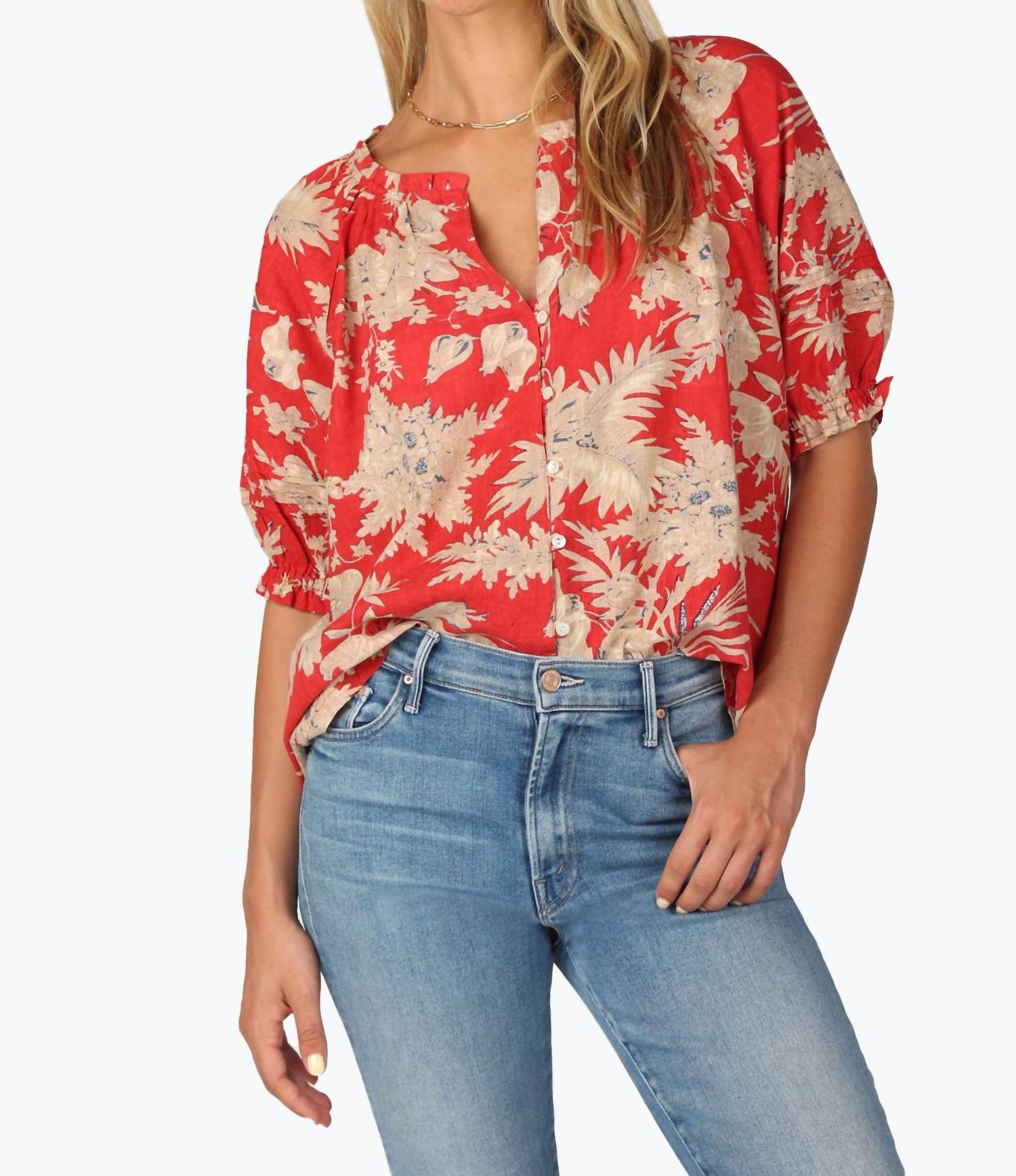 Блуза с цветочным принтом Mia в красном цвете Dylan
Блуза с цветочным принтом Mia в красном цвете Dylan