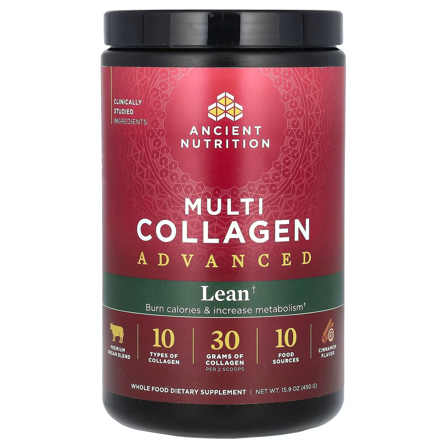 Multi Collagen Advanced, Нежирная масса, корица, 15,9 унции (450 г) Ancient Nutrition
Multi Collagen Advanced, Нежирная масса, корица, 15,9 унции (450 г) Ancient Nutrition