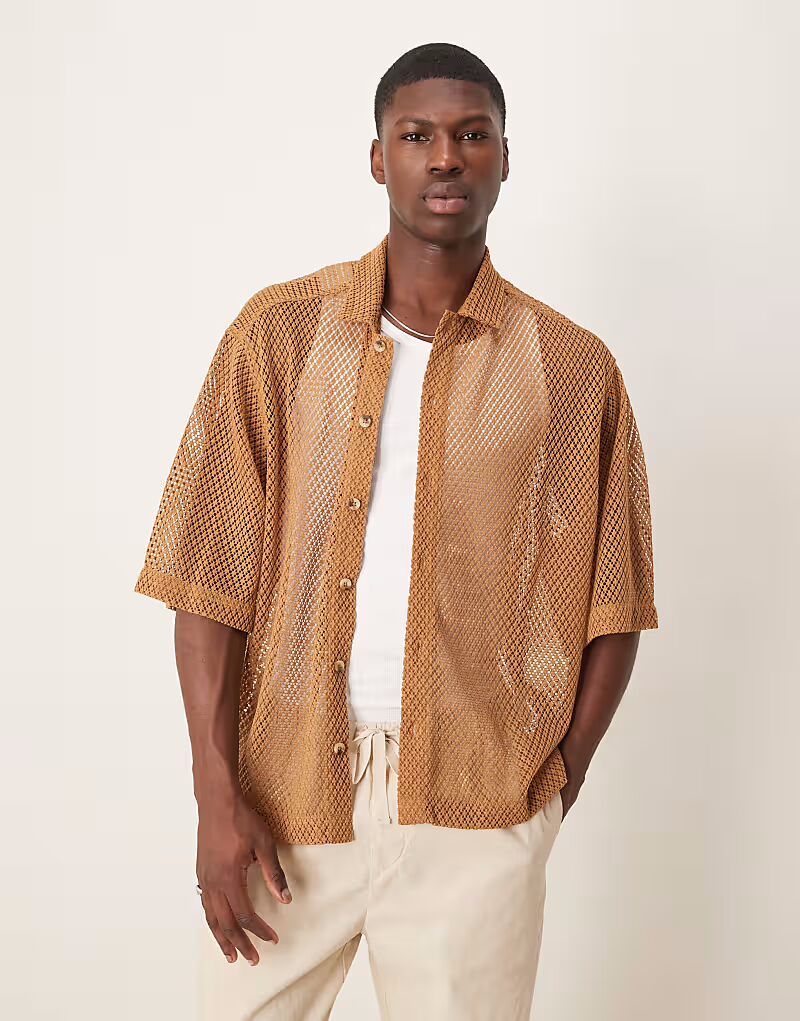 Рубашка свободного кроя из сетчатой ткани бежевого цвета Asos Design
Рубашка свободного кроя из сетчатой ткани бежевого цвета Asos Design