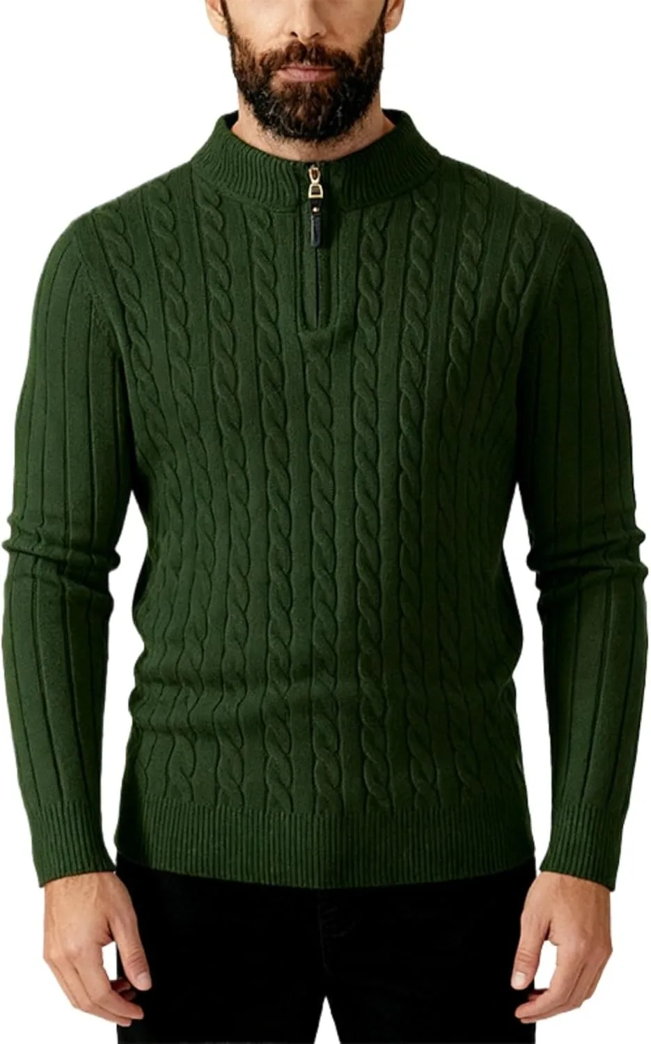 Мужской свитер с воротником стойкой и молнией на четверть
Мужской свитер с воротником стойкой и молнией на четверть