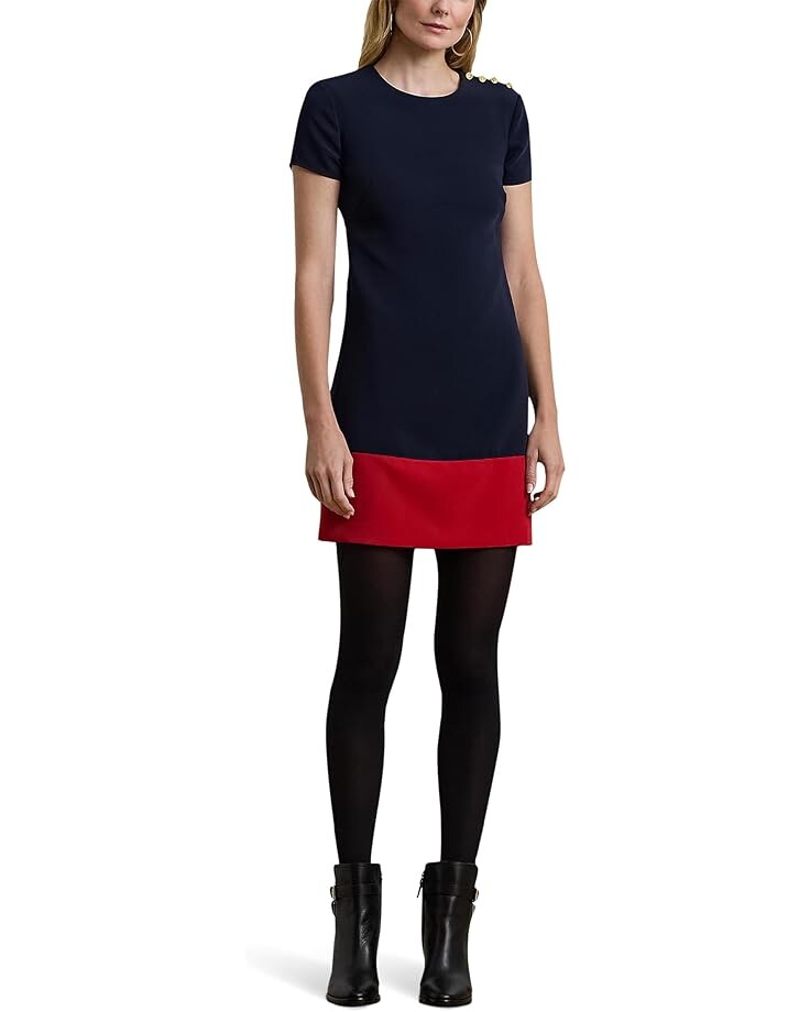 Платье Lauren Ralph Lauren Two-Tone Button-Trim Crepe Shift Dress, цвет Lauren Navy/Festive Red 
Платье Lauren Ralph Lauren Two-Tone Button-Trim Crepe Shift Dress, цвет Lauren Navy/Festive Red