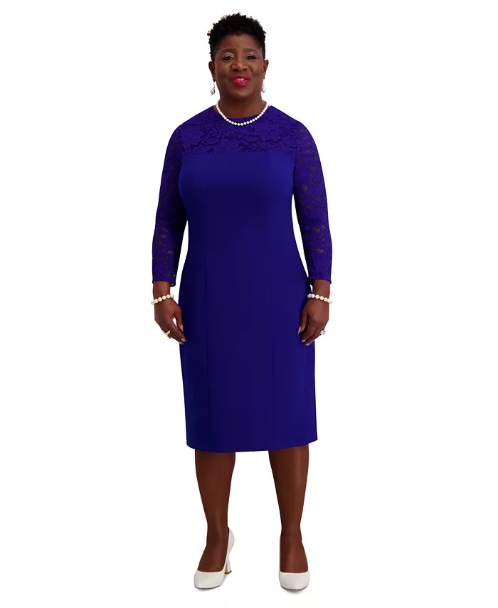 Женское облегающее платье с кружевными рукавами, стандартные и плюс размеры Kasper, синий
Женское облегающее платье с кружевными рукавами, стандартные и плюс размеры Kasper, синий