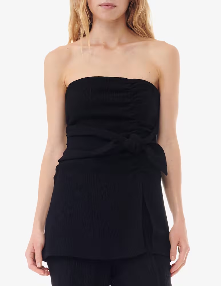 Эластичный топ без бретелек Ganni, черный
Эластичный топ без бретелек Ganni, черный