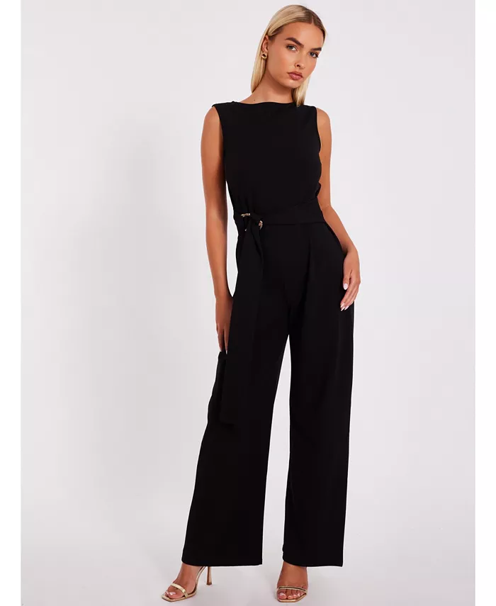 Женский креповый комбинезон с аквалангом и золотой пряжкой QUIZ, черный
Женский креповый комбинезон с аквалангом и золотой пряжкой QUIZ, черный