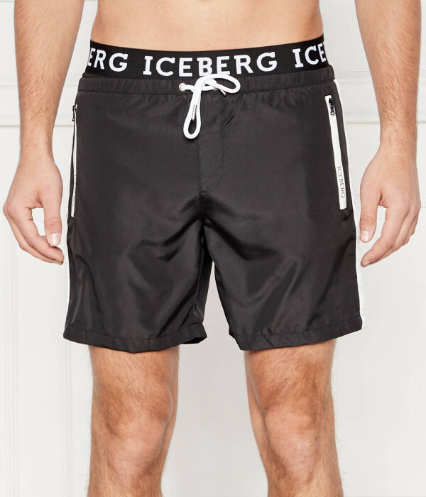 Пляжные шорты мужские Iceberg на кулиске, черный 
Пляжные шорты мужские Iceberg на кулиске, черный