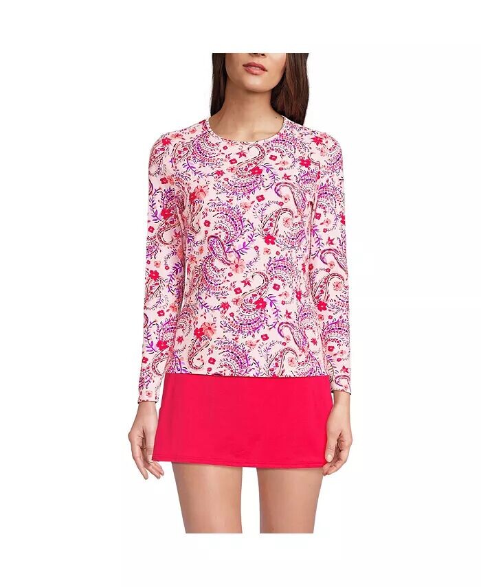 Женская длинная футболка с круглым вырезом и длинными рукавами, защита от опрокидывания UPF 50, солнцезащитная футболка для плавания Lands' End, розовый
Женская длинная футболка с круглым вырезом и длинными рукавами, защита от опрокидывания UPF 50, солнцезащитная футболка для плавания Lands' End, розовый