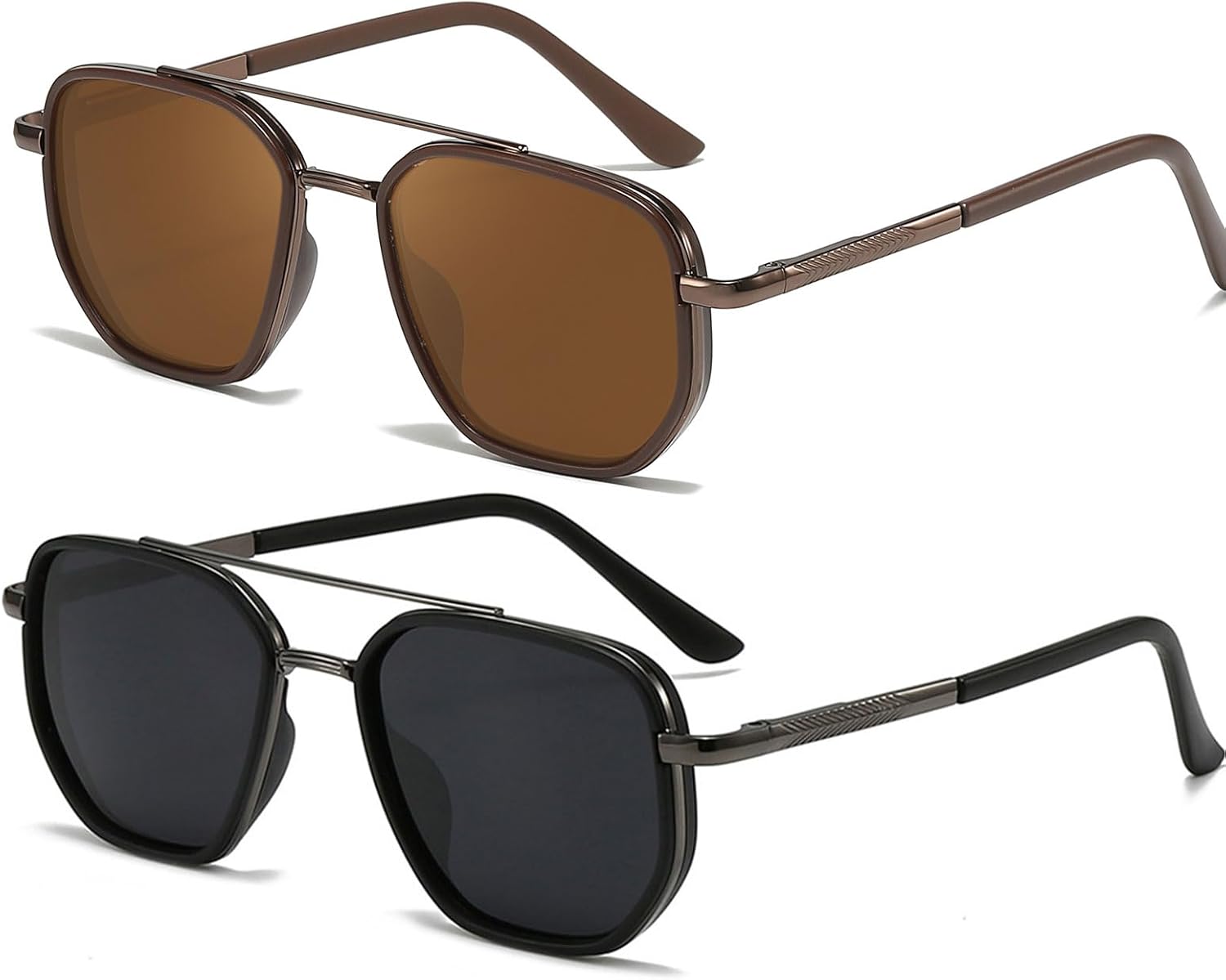 SODQW 2 шт. Солнцезащитные очки-авиаторы квадратной оправы, не спутывающиеся, для женщин, для вождения и путешествий, защита от УФ-излучения, A05- Matte Black/Grey+brown/Brown
SODQW 2 шт. Солнцезащитные очки-авиаторы квадратной оправы, не спутывающиеся, для женщин, для вождения и путешествий, защита от УФ-излучения, A05- Matte Black/Grey+brown/Brown
