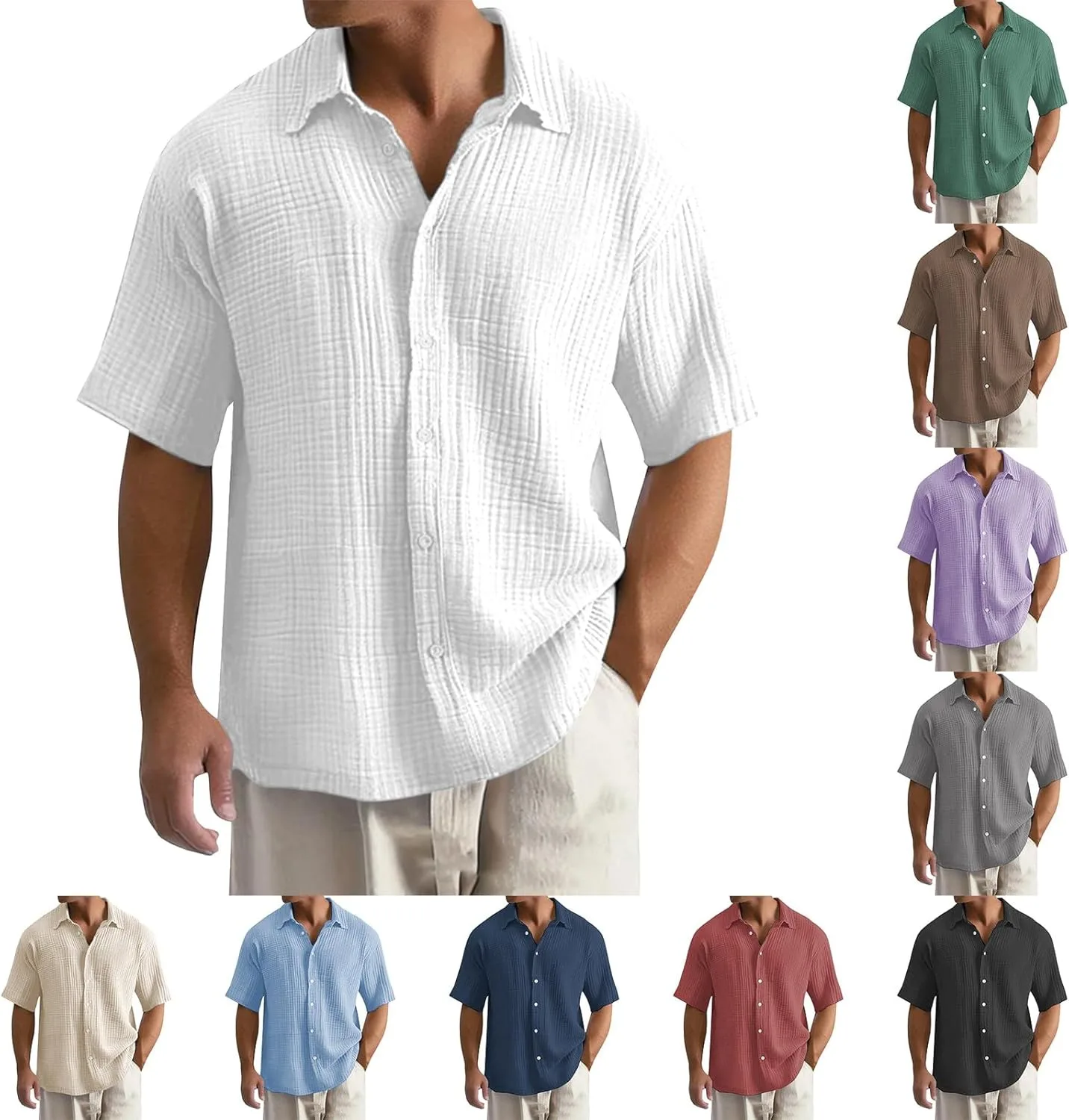 Мужская летняя текстурированная рубашка Casual с коротким рукавом
Мужская летняя текстурированная рубашка Casual с коротким рукавом